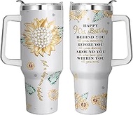 90th Birthday Stainless Steel Tumbler with Handle & Straw, Birthday Gifts Cup 90 Oz, 90 Year Old Bir