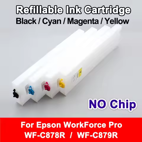 4 Colors T05A T05B Refillable Ink Cartridge NO chip For Epson WorkForce WF-C878R WF-C879R C878 C878R