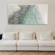 ภาพวาดสีน้ำมันทะเลเขียวแบบนามธรรมขนาดใหญ่ - ศิลปะติดผนังพื้นผิวหนาสำหรับตกแต่งห้องนั่งเล่นสมัยใหม่ -