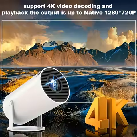 HY300 Mini Portable Projector with 4K Support Native 720P, 260ANSI Lumens WiFi 6 & Wireless 5.0 Andr