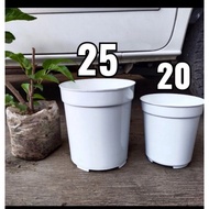 20 cm tall white pot, 25 tall plant flower pot, thick white color