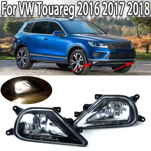 K-Car Left Right Front Bumper Fog Light Lamp With Bulbs For Volkswagen VW Touareg 2016 2017 2018 7P6