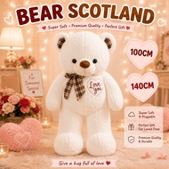 [READY STOCK] BEAR SCOTLAND 100CM 140CM Plushie Teddy Bear Giant Bear Cute & Fluffy Plushie GIFT 格子领
