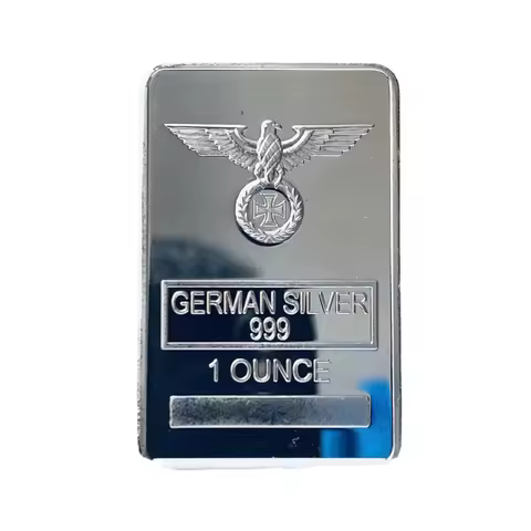 Silver Plated German 1 Ounce Metal Bar US Dollar Banknote Coins for Movie Prop Game Playing Gold Bar