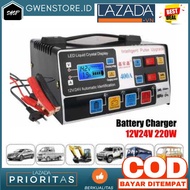 Casan Aki Motor Mobil Otomatis Charger Aki Mobil Lead Acid Battery Charger DC 12V/24V