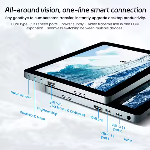 9.7-inch Portable Monitor 9.7-inch 2K Touchscreen Portable Monitor LED IPS 4:3 for Laptop XBox PS4 /