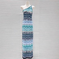 O8TC New Wave Knit Self-Portrait-Inspired Dress - Elegant One Shoulder Long Sleeve for Spring/Summer