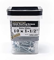 Big Timber 1WB112BW #10 by 1-1/2-inch 1/4"-drive bit Hex/Washer Head Metal to Wood Screws Brite Whit