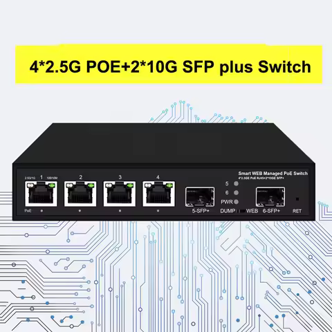 Web Managed 4 Ports 2.5Gbe POE Switch With 2*10Gb SFP+ Uplink 802.3bt/at