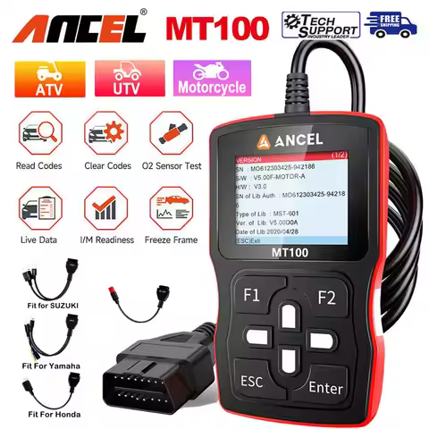 2025 ANCEL MT100 Motorcycle Code Reader Diagnostic Tool OBD2 Scanner for Engine ABS Motor For YAMAHA