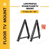 Low Height TV Stand with Wheels Moveable Low Profile Stage Floor TV Mount Bracket Adjustable TV Cart 32''-65''