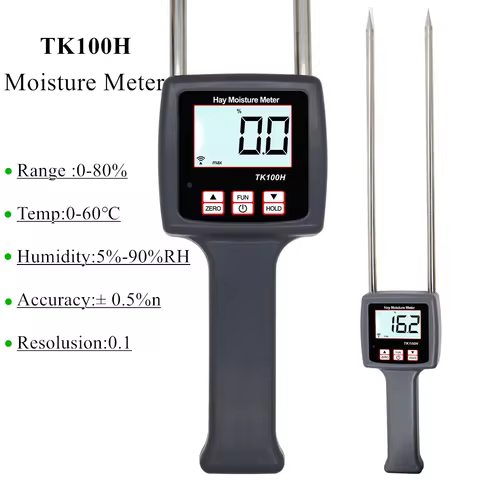 Handheld TK100H Hay Moisture Meter Digital Humidity Content Tester Grass Hygrometer for Cereal Forag