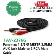 Panamax 1.5/3/5 METER 3.5MM AUX Jack Male to 2 RCA Male Cable - TAV-2376G