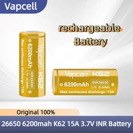 Vapcell 26650 6200mAh 3.7V 15A High-Performance Rechargeable Battery for Heavy Use