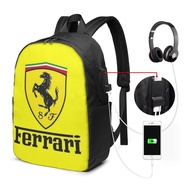 Ferrari Backpack Laptop USB Charging Backpack 17 Inch Travel Backpack School Bag Large Capacity Student School Bag