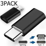 3pcs Lightning IOS Female to Type C Micro USB Male Charging OTG Converter Adapterfor Samsung SONY Huawei Xiaomi OPPO Vivo LG Phones Compatible with iPhone iPad