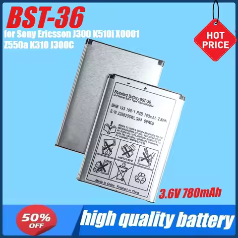 3.6V 780mAh BST-36 Battery for Sony Ericsson J300 K510i X0001 Z550a K310 J300C K310i Z550C K320 W200