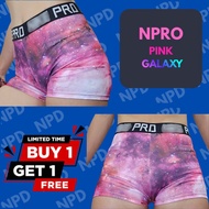 NPD NEW {B1T1} N-PRO PINK GALAXY SPANDEX CYCLING FOR ALL SPORTS VOLLEYBALL,GYM,YOGA