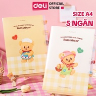 Butter Bear x Deli 5-compartment Document Bag for A4 Documents and Papers, Convenient Design with Lo