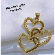 Pawnable 18k Gold 3Heart Pendant + Rope Chain 18k Gold Necklace