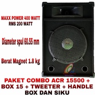 PAKET COMBO Speaker 15" ACR 15500 + Box 15 Inch + Tweeter Marcopolo