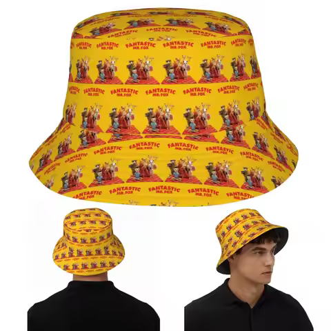 Fantastic Mr Fox Movie Poster Bucket Hats Panama Hat Children Bob Fisherman Hats For Summer Fishing 