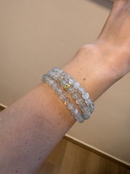 綠阿賽，阿賽斯特萊閃靈3圈手串手鏈，約5.5mm Green Azeztulite with Herkimer Diamond 3-layer Bracelet Bracelet,bracelets,
