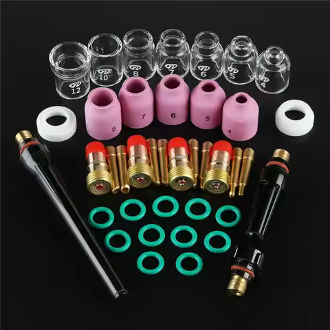 TIG Welding Torch Stubby Gas Lens Heat Resistant Glass Cup Kit For WP-17/18/26 2.4mm 3/32" O-Rings S