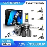 2 Pack 15000LM NOVSIGHT N74 H11 H7 9005 9006 9012 72W 6500K LED Car Headlight