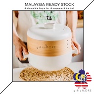 Food Steamer Casserole Bamboo 2.5L / Ceramic Steamer Pot