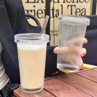 Glass Water Cup with Lid Straw Stylish Beverage Cup Heat-Resistant Glass Cup Tea Coffee Cup 玻璃水杯 AYC