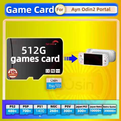 Game Card For Ayn Odin2 Portal Odin Retro Classic Games PS2 PSP Android Handheld Gaming Console Gami