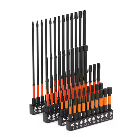 Impact Torx Bit Set-3/6 Inch (T7-T40) & Impact Hex Head Allen Wrench Drill Bit Set-2/4 Inch (H1.5-H8