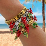 Italian Square Module Christmas Mixed Color Pendant Bracelet Set Free Matching Pendant Bracelet