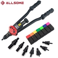 Allsome BT-607 16" Manual Riveter Gun Hand Rivet Tool Kit Rivet Nut Setting Tool Nut Setter M3/M4/M5