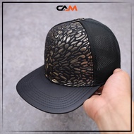 [GENUINE] ORANGE snapback hat with metallic metallic high quality cowhide