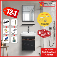 Stainless Steel DCS401Bathroom Basin Cabinet With Mirror &amp; Shelf / Basin Kabinet Bercermin Big Wall Hardware