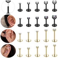 1 PC Stainless Steel Stud Earring 16G/18G/20G Ear Stud Push-in Ear Piercing 1.5/2/2.5/3/4mm Crystal 