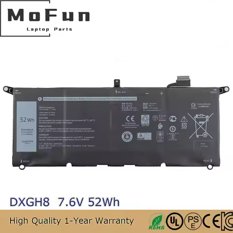 New DXGH8 Battery for XPS 13 9370 9380 Inspiron 13 7390 7391 D1605G D1605S D1705G D1705S D1805G D290