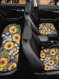 3入組汽車印花座椅套內飾套裝，不同位置裝飾結合使用在車內