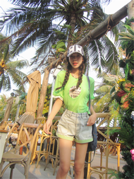 เสื้อยืดคอกลมแขนสั้นทรงหลวมสไตล์ลำลองสำหรับผู้หญิง Aviva on Earth แฟชั่นฤดูร้อน 2024 ผ้าผสมลินินและโ