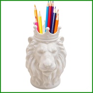 Desk Pen Holder Lion Shape Tabletop Decor Makeup Brushes Cup for Students Writers Authors Teachers C