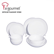 La Gourmet Pearl Luxe 10 Pcs Dinnerware Set - White Opal Glass Plate Set