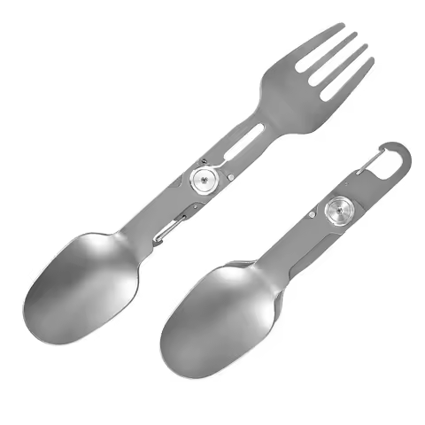 Titanium Folding Spork 2-in-1 Spoon Fork Combo for Camping Hiking Backpacking, Lightweight Portable 