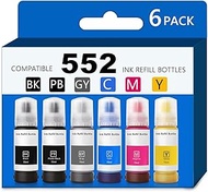 Ink Refill Bottles Compatible with Epson 552 Ink Bottles Ecotank 6 Pack for Epson 8550 Printer, ET 8