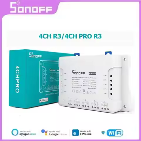 SONOFF 4CH R3 /4CH PRO R3 4 Gang Smart WIFI Switch 433MHZ Din Rail Mounting Wireless Remote Control 