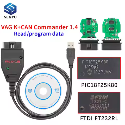 VAG K+CAN Commander 1.4 PIC18F25K80 FTDI FT232RL OBD 2 Auto Car Diagnostic Scanner Cable Tools for A