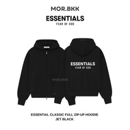 Zip-Up Hoodie-Essential Classic Full Jet Black