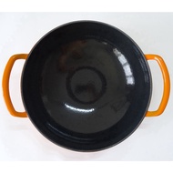 33cm Enamel Cast Iron Orange Wok