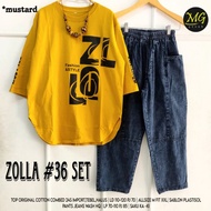 ZOLLA#36 LATEST WOMEN'S FASHION SUIT SET MADE FROM 24S COMBED COTTON MATERIAL MIXED WITH WASHED JEAN